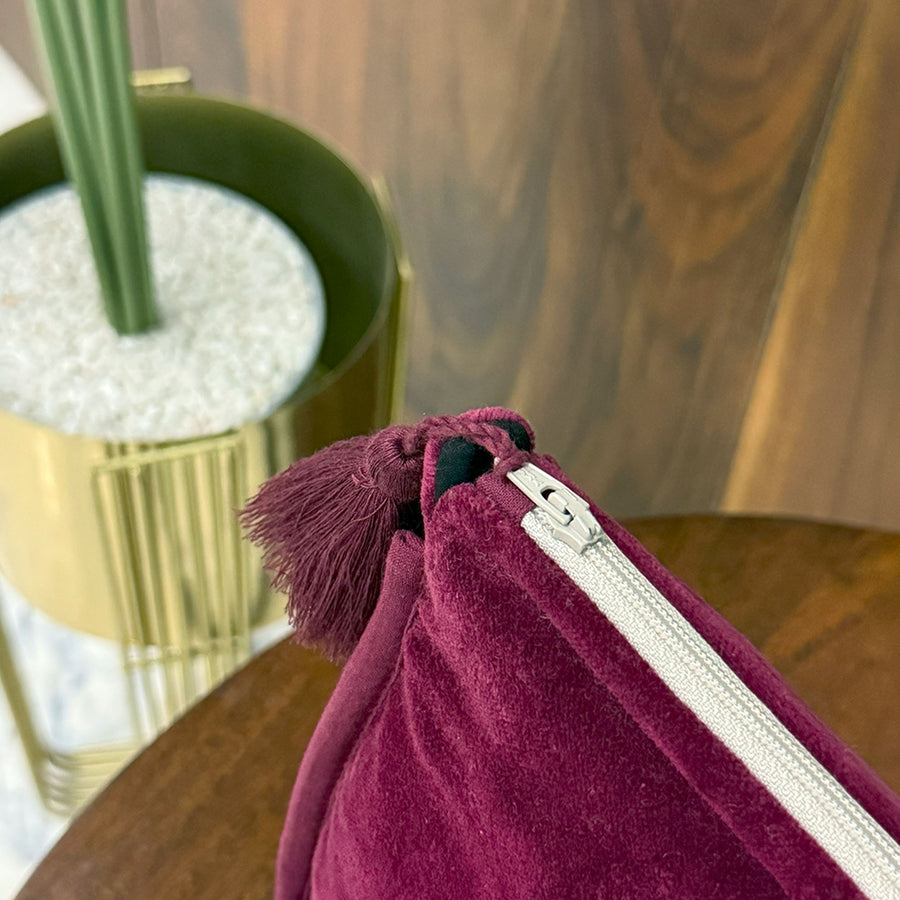 Velvet Cosmetic Bag – Small, Large, or Set of 2 | Handmade Washbags with Tassel Zipper | Cotton Lined