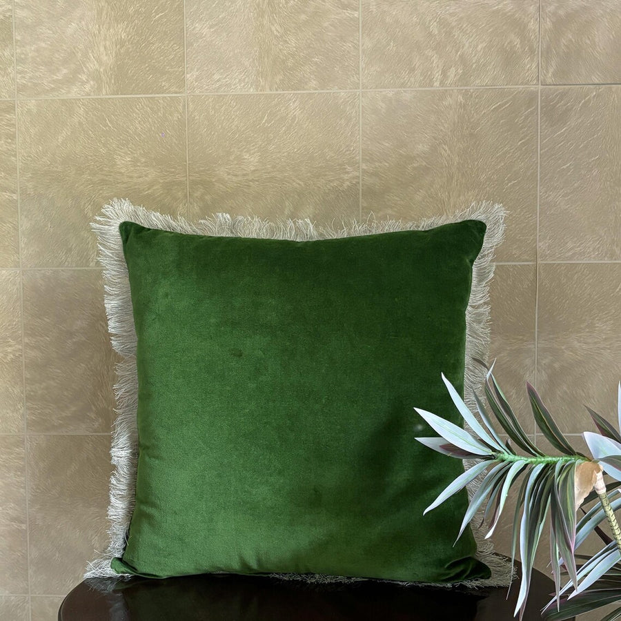Velvet Fringe Cushion Cover | Handmade Cotton Velvet Pillowcase | Decorative Throw Pillow Cover for Sofa or Patio