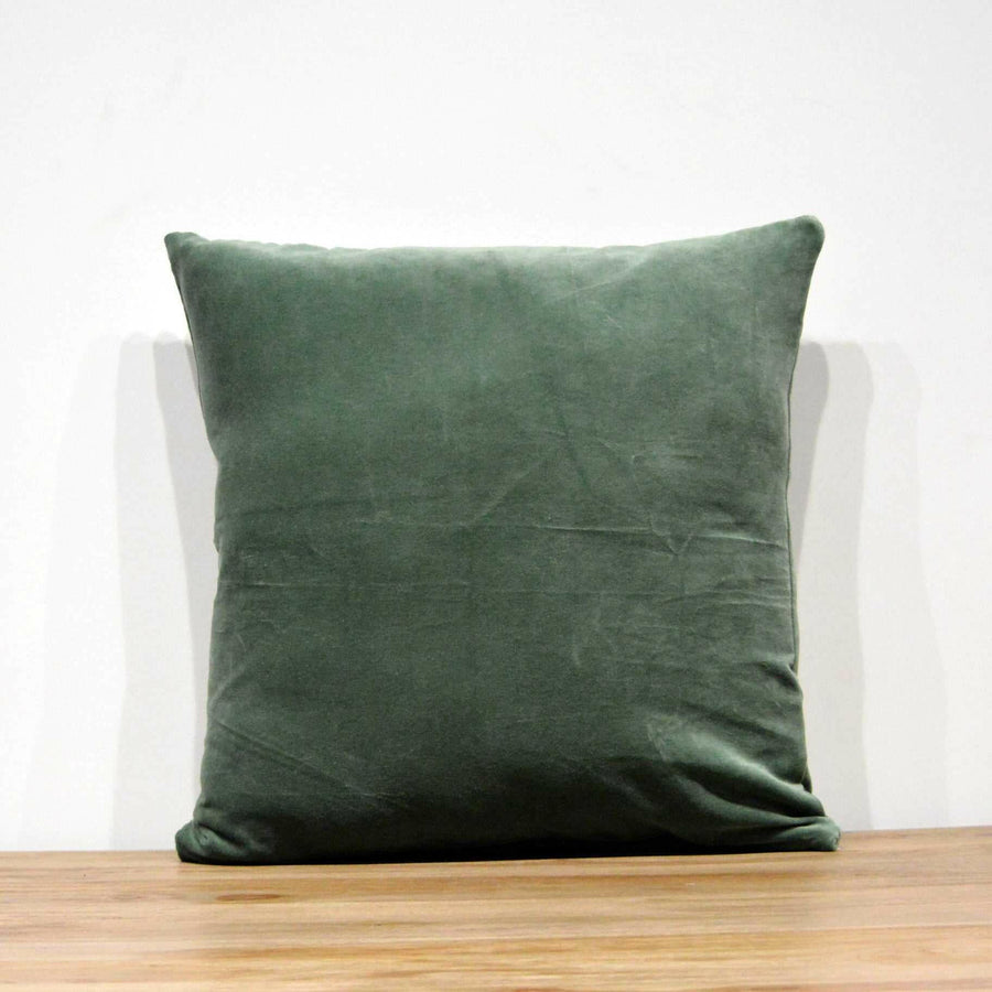 Dark Sage Cotton Velvet Cushion Cover