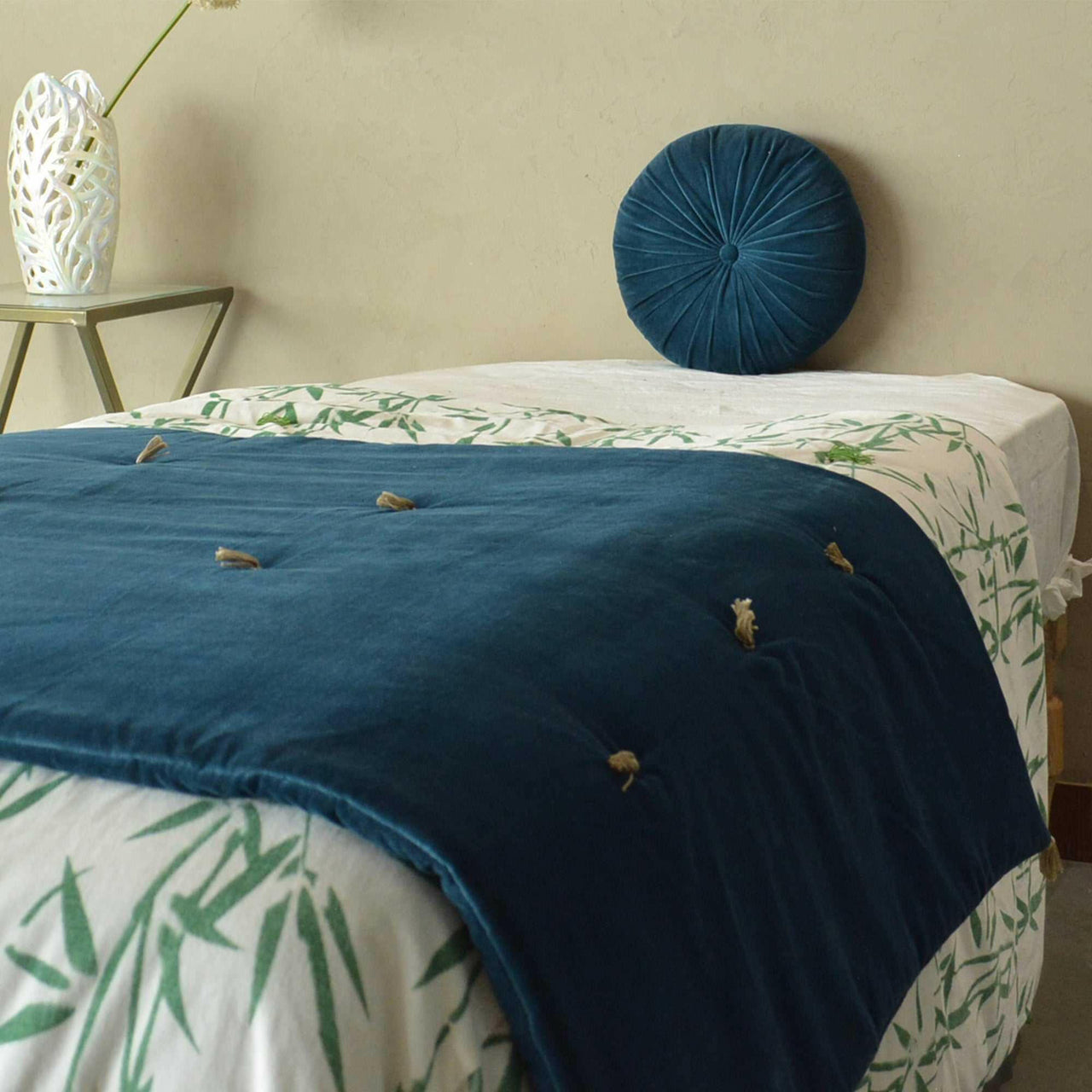 Luxury Royal Blue Velvet Bed Runner