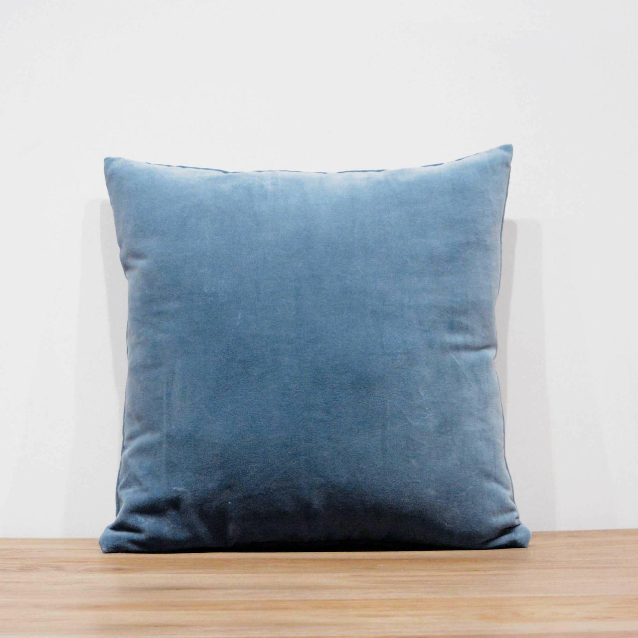 Smoke Blue Cotton Velvet Cushion Cover
