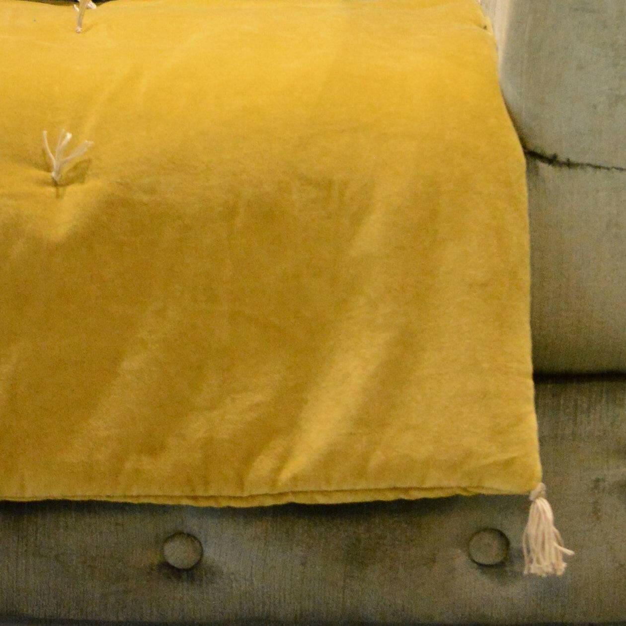 Luxury Mustard Velvet Bed Runner