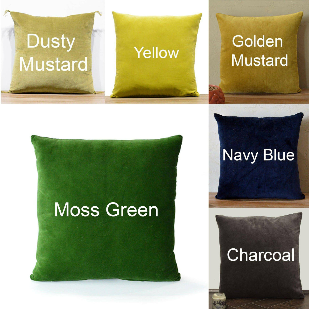 Moss Green Cotton Velvet Cushion Cover