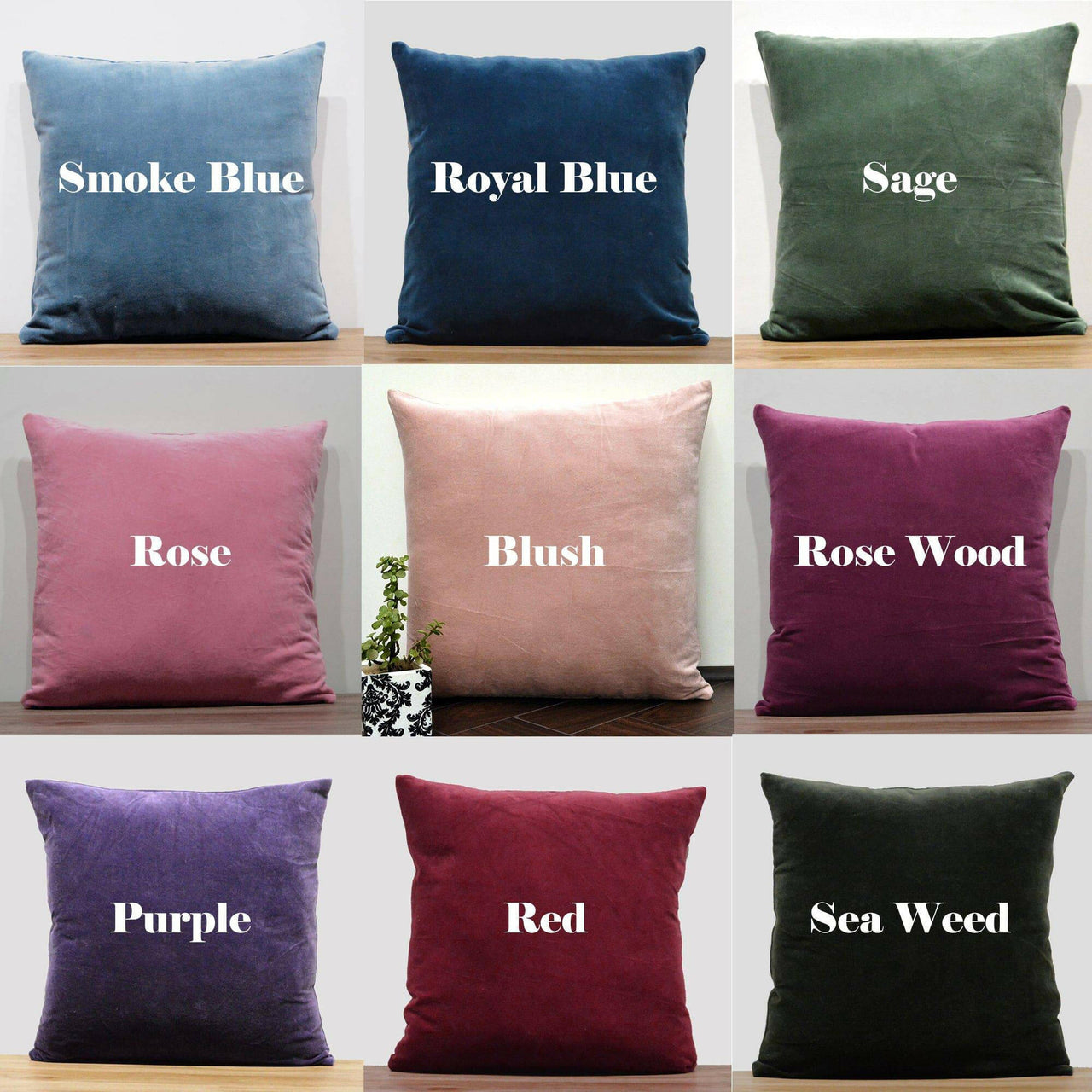 Royal Blue Cotton Velvet Cushion Cover
