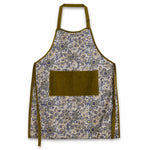 Thumbnail for Lavender & Mustard Paisley Hand Block Print Apron with Velvet Pocket, Adjustable Straps