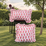 Thumbnail for Block Print Ruffle Pillow Cover – Cotton Frill Cushion Cover, Rustic Decorative Throw Pillow Case for Bedroom, Sofa & Home Decor