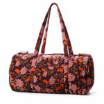 Thumbnail for Handmade Quilted Velvet Travel Bag | Floral Duffle with Pockets | Cotton Lined & Eco-Padded