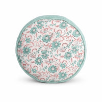 Thumbnail for Handblock Printed Velvet Chair Pad | Floral Cotton Cushion