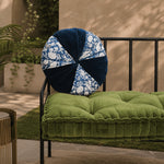 Thumbnail for Hand Block Printed round pleated Cushion pillow for seat pad for chair for stool