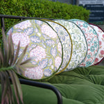 Thumbnail for Hand Block Printed Round Cotton Chair Pad with Velvet Piping