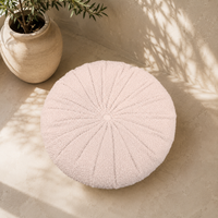 Thumbnail for Boucle Round Cushion | Handmade Teddy Accent Pillow for Sofa, Bed & Chair
