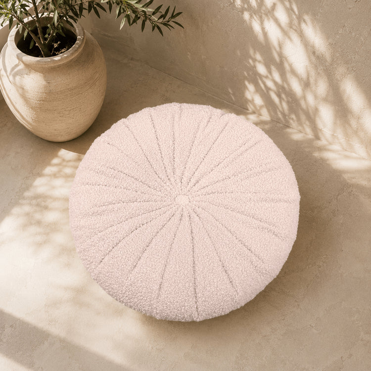 Boucle Round Cushion | Handmade Teddy Accent Pillow for Sofa, Bed & Chair