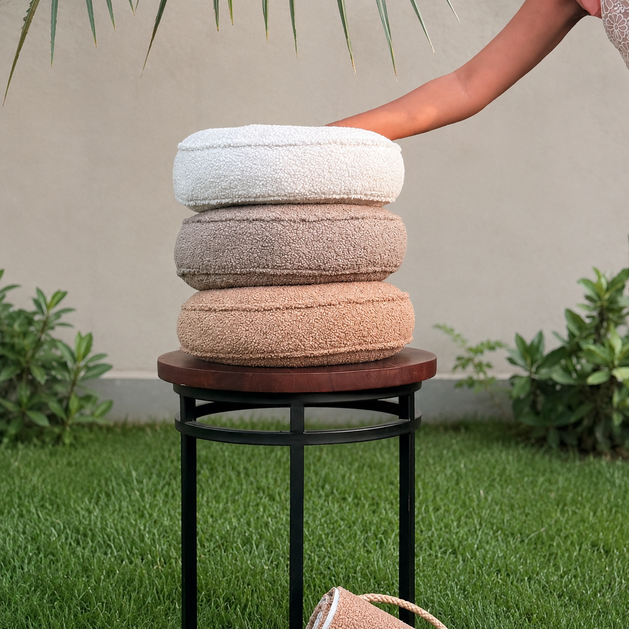 Round Boucle Seat Cushion – Thick Stool Cushion for Dining Chairs, Floor Seating & Meditation | Ready Filled