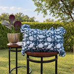 Thumbnail for Ruffled Lumbar Pillow Cover | 100% Washed Cotton Hand Block Print Decorative Cushion Cover