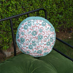 Thumbnail for Hand Block Printed Round Cotton Chair Pad with Velvet Piping