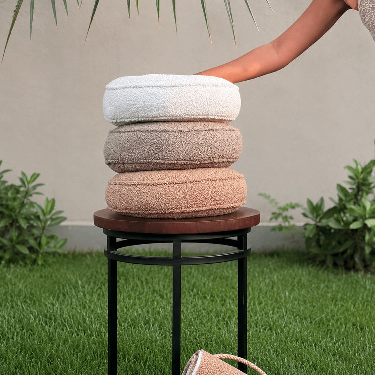 Round Boucle Seat Cushion – Thick Stool Cushion for Dining Chairs, Floor Seating & Meditation | Ready Filled