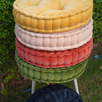 Thumbnail for Hand-Quilted Round Cotton Velvet Chair Pad – Plush Christmas Seat Cushion
