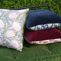Thumbnail for Reversible Velvet Pillow Cover, Handblock Cotton Cushion Case