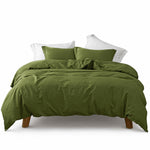Thumbnail for Moss Green Cotton Duvet Cover: 400 TC Washed Bedding Set