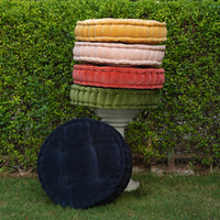 Thumbnail for Hand-Quilted Round Cotton Velvet Chair Pad – Plush Christmas Seat Cushion