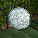 Thumbnail for Hand Block Printed Round Cotton Chair Pad with Velvet Piping