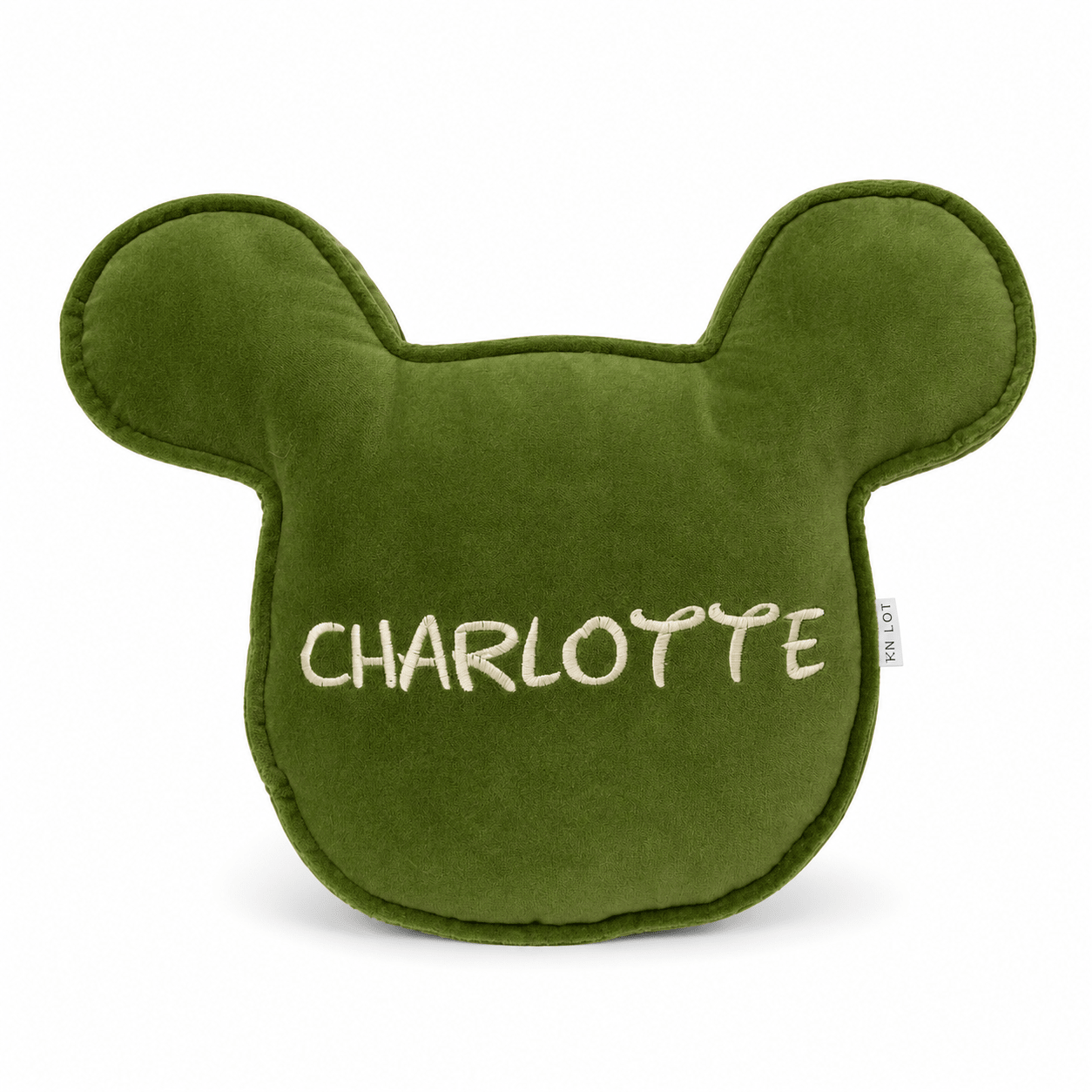 Handmade Cotton Velvet Mickey-Shaped Pillow – Custom Name Christmas Cushion