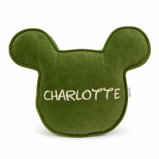 Handmade Cotton Velvet Mickey-Shaped Pillow – Custom Name Christmas Cushion