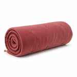 Thumbnail for Dusty Pink Cotton Velvet Bed Runner | Hand-Tucked Bed Scarf with Tassels | Luxury Sofa Throw