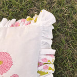 Thumbnail for Ruffled Lumbar Pillow Cover | 100% Washed Cotton Hand Block Print Decorative Cushion Cover