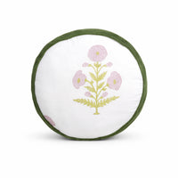 Thumbnail for Handblock Printed Floral Chair Cushion | Velvet Piping, Boho Decor (Copy)