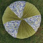 Thumbnail for Dusty mustard Hand Block Printed round pleated Cushion pillow for seat pad for chair for stool (Copy)