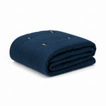 Thumbnail for Royal Blue Cotton Velvet Bed Runner | Hand-Tucked Bed Scarf with Tassels | Luxury Sofa Throw