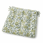 Thumbnail for Sage floral hand-block-print cotton square chair pad with ties