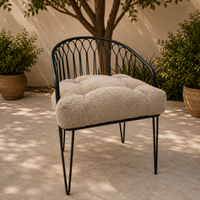 Thumbnail for Handmade Boucle U-Shape Chair Cushion with Ties | Soft Tufted Seat Pad for Dining, Kitchen & Patio Chairs
