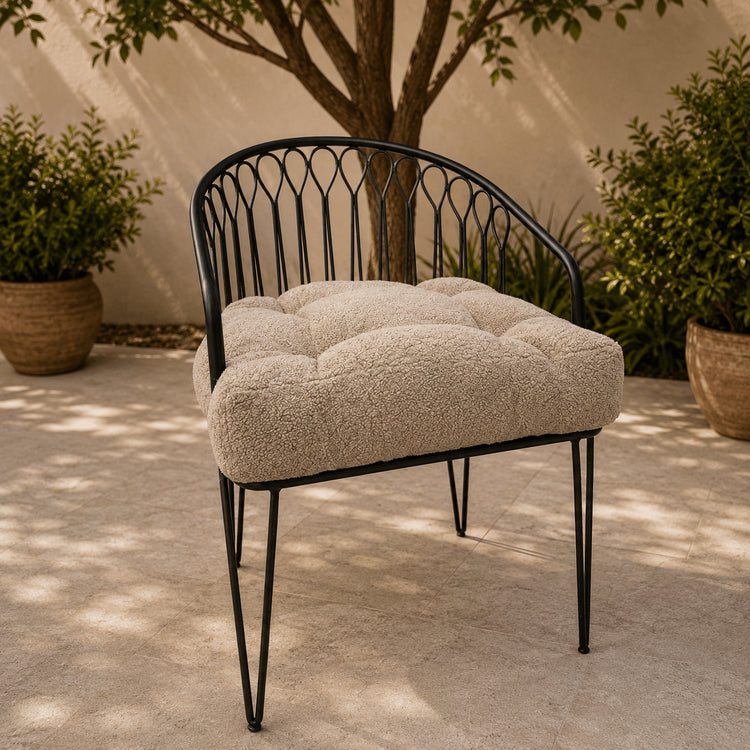 Handmade Boucle U-Shape Chair Cushion with Ties | Soft Tufted Seat Pad for Dining, Kitchen & Patio Chairs