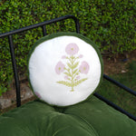 Thumbnail for Hand Block Printed Round Cotton Chair Pad with Velvet Piping