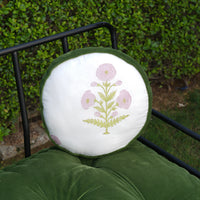 Thumbnail for Handmade Round Block Print & Velvet Chair Pad