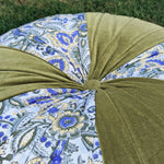 Thumbnail for Dusty mustard Hand Block Printed round pleated Cushion pillow for seat pad for chair for stool (Copy)