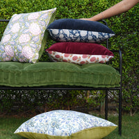 Thumbnail for Reversible Velvet Pillow Cover, Handblock Cotton Cushion Case