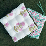 Thumbnail for Handmade Velvet Chair Cushion with Ties – 9 Tufted Stitch Square Seat Pad for Dining & Home Decor