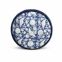 Thumbnail for Handblock Printed Floral Chair Cushion | Velvet Piping, Boho Decor