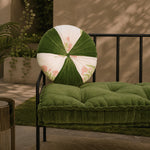 Thumbnail for Moss Green Hand Block Printed round pleated Cushion pillow for seat pad for chair for stool (Copy)