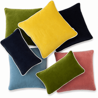 Thumbnail for White piping Cotton Velvet Cushion Cover