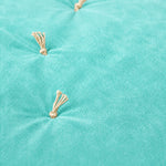 Thumbnail for Turquoise Cotton Velvet Bed Runner | Hand-Tucked Bed Scarf with Tassels | Luxury Sofa Throw