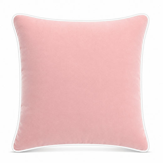 Blush White piping Cotton Velvet Cushion Cover