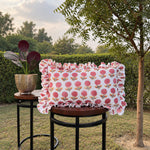 Thumbnail for Ruffled Lumbar Pillow Cover | 100% Washed Cotton Hand Block Print Decorative Cushion Cover