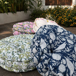 Thumbnail for Moss Green Hand Block Print Round Chair Pad Cushion | Cotton Round Seat Pad | Floor Cushion | Outdoor Wicker Chair Cushion