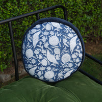 Thumbnail for Handmade Round Block Print & Velvet Chair Pad