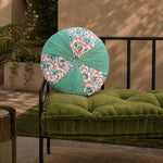 Thumbnail for Aqua Hand Block Printed round pleated Cushion pillow for seat pad for chair for stool (Copy)