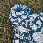 Thumbnail for Ruffled Lumbar Pillow Cover | 100% Washed Cotton Hand Block Print Decorative Cushion Cover